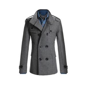 남자 재킷 남자 가을 겨울 트렌치 코트 슬림 한국 스타일 유행 모직 코트 더블 가슴 청소년 남자 의류 두꺼운 재킷 220930