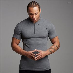 Men's Polos TOQUCL Sports Men's Polo Cotton Plus Size Summer Fitness Zipply Homme Male Wear GYM Muscle Clothing Shirts For 110kg