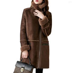 Trench da donna Giacca da tosatura delle pecore Pelliccia di media lunghezza da donna 2022 Cappotto di lana giacca a vento sottile stile coreano invernale