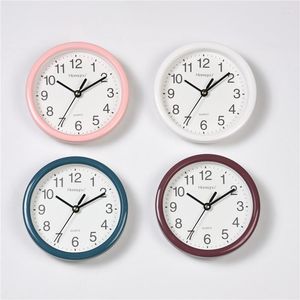 Wanduhren Nordic Einfache Runde Weiß Rahmen Mehrere Farbe Rotwein Wandklok Uhr Für Dekor Wohnzimmer Küche Geschenk