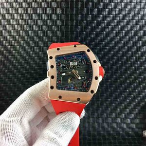 Luxury Mens Mechanical Watch Richa Milles Business Leisure RM70-01 Hela automatiska Mei Gold Case Tape Fashion Swiss Movement Wristwatches OK4W