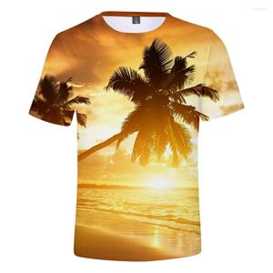 Męskie koszulki plażowe kokosowe koszulki drzewa kokosowe kobiety Kobiety koszulka koszulka ocean niebo piękny nadmorski widok słodki tshirts 3D oddychający topy