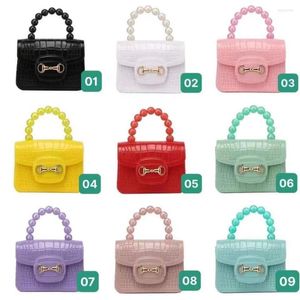 Abendtaschen Mode Mini Handtaschen PVC Crossbody Münze Geldbörse Krokodil Muster Perle Handtasche Kunststoff Kleine Kette Gelee Tasche Für Mädchen Großhandel