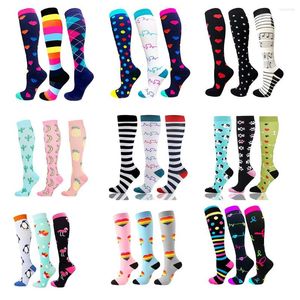 Sports Socks Calcetines Compresivos 3 PAIRS Compression Sock Athletic Men Women Graduated Breathable Nursing Fit Running Outdoor Hiking
