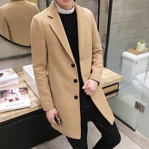 Jaquetas Masculinas Trench Coats Para Homens Outono Inverno Sobretudos Misturas De Lã Negócios Gabardinas Longas Jaquetas Lazer Sobretudo Fit Masculino Cor Sólida 5XL 220930