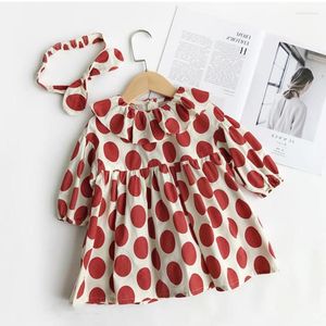 Girl Dresses Fall Little Children Clothes Dots Long Sleeve Princess Dress With Hair Hoop Cute Toddler Girls Costume Vestidos Pretty Outfits