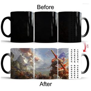 Muggar Creative Sun Wukong Discoloration Mug Intressant Chinese Hero Cup Color Changing Wine Tea Coffee Magic