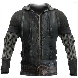 Herren Hoodies The Last Kingdom Warrior Chainmail Armor 3D-gedruckter Männer Hoodie Unisex Deluxe Sweatshirt Reißverschluss Pullover Lässige Streetwear KJ390