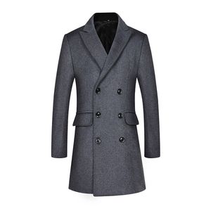 Misto lana da uomo Trench coat in lana invernale da uomo Cappotto doppiopetto a maniche lunghe in lana Slim Office Casual Daily Streetwear 220930