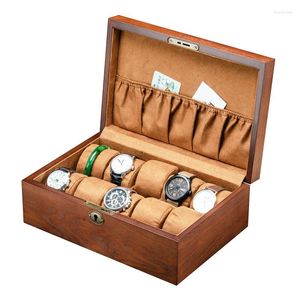 Watch Boxes Exquisite Solid Wood Retro Box 10 Compartment Storage Packaging Display