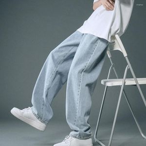 Men's Jeans Denim Trousers Trendy Vintage Mid Waist Solid Color Washing Men Pants