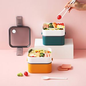 Zestawy naczyń obiadowych lunch bento pudełko urocze mały styl przenośny kwadratowy ogrzewany pojemnik izolowane akcesoria kuchenne