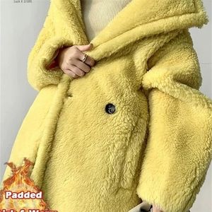 Damen Pelz Kunstpelz Luck A Frauen Winter Längerer Kunstpelz Warmer Mantel Langarm Weiblich Dicker Teddybär Mantel Lässig Lose Übergroße Outwears 220930