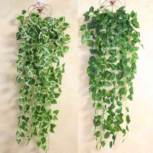 Decorative Flowers Home Decor Green Plant Ivy Leaf Artificial Flower Plastic Garland Silk Leaves Vines