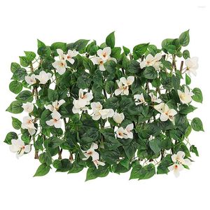 Flores decorativas Fence Flower Flower Artificial Plant Morning Glory Rattan Folhas Verde Trumpe de Festas Brancas Festas de Festas Altura 40cm