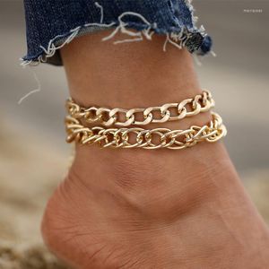 Anklets Wukalo Fashion Anklet Bohemian Jewelry Creative Gold Chain Ankle Armband For Women Charm Beach Accessories