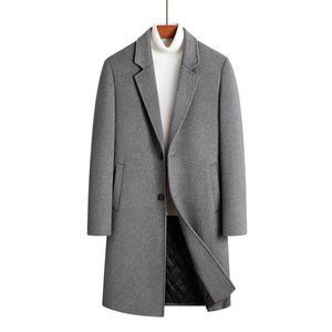 Herrenjacken PARKLEES Winter Wollmantel Männer Warme Winddicht Solide Slim Vintage Täglichen Wollgraben Homme Plus Größe Große Tasche Mantel 220930