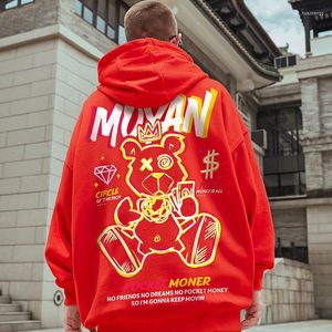 Herrtröjor herrtröjor trend våren och hösttröja huva jacka lösa nationella röda toppar harajuku mode hoodie anime