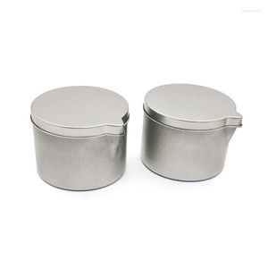 Garrafas de armazenamento 12pcs vela de metal latas redondas de jarra de bricolage para fazer um suporte de fusão de cera de 190 ml com bico prático