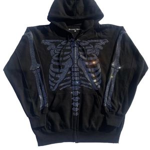 Women's Hoodies Sweatshirts Skull Head Hoodie Sweatshirt Loose Hooded Jacket Pattern Zipper Autumn Casual Tops 220930