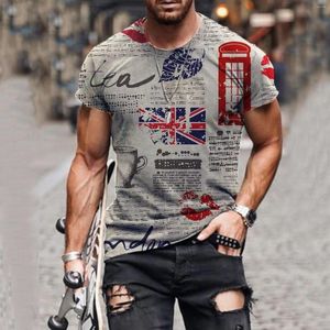 Men's T Shirts Summer Mens Tee Shirt Fitness Gym Clothing American Flag Print f￶r m￤n Kort ￤rm Vintage Streetwear Camisas Hombre