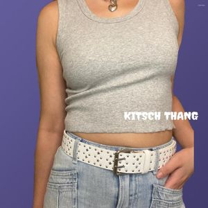 Belts estrela Rivet Hollow Out Belt Millennium Spice Girl Subcultura Hip Hop Y2K White para homens e mulheres