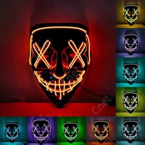 Светодиодная маска Хэллоуин Маска Маска Маски Неон Свет светит в темной маске ужасов Светящаяся маска 1200pcs DAC494