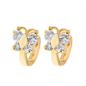 Brincos de argolas de zirconia Butterfly Baby for Kids Gold Earings Girls Jóias Pendientes Bebe Brincos Orecchini Bambini Kupe E1832