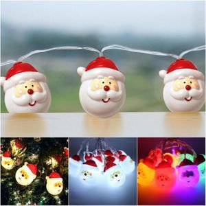 Strängar 10 lampor Santa Claus Portrait Decorative String Innovative Model Light Post för juldekoration Festi