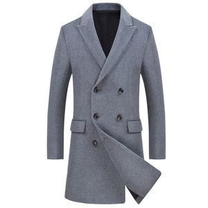 Erkek Yün Karışımları Marka Uzun Yün Palto Erkekler Kış Yün Karışımı Çift Kruvaze Bezelye Ceket İngiliz Tarzı Kalma Yün Yünlü Ceket Erkek Rüzgar Derecesi Jacke 220930