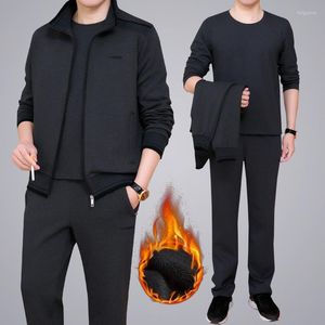 Trass de traje masculino Men's Leisure Suit Autumn e Winter Sports Big Size Tween's Three Piece para o casaco velho de meia-idade