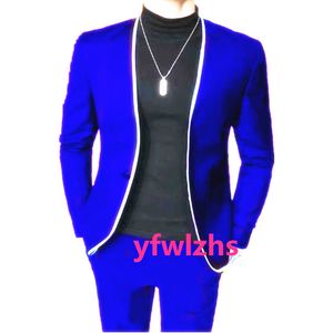 Senaste design Tuxedos Mandarin Lapel Mens passar Två stycken Formell affärsmän Jacka Blazer Groom Tuxedo Coat Pants 01283