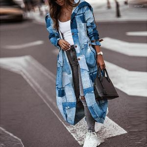 Frauen Trench Coats Ladies Mody Single Breasted Long Lose Windbreaker Cardigan Herbst Elegant Casual Solid Color Frauenmantel