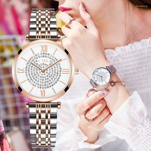 Armbandsur topp designer damer handledsklockor för kvinnor gipsophila silver stål bälte vattentät kvarts klocka fru