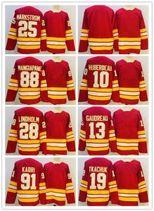 10 Jonathan Huberdeau Hockey Jersey 28 Elias Lindholm 25 Jacob Markstrom 88 Andrew Mangiapane 91 Nazem Kadri Ice Hockey Jerseys Red Stitched