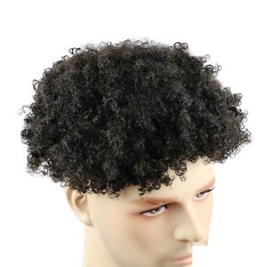 Erkekler Uzantıları Toupees Erkek İnsan Saç Toupee Wig Fl Cilt 10mm Kinky Kıvırcık Değiştirme Sistemi El yapımı saç parçaları indi toptrimmer dhutm