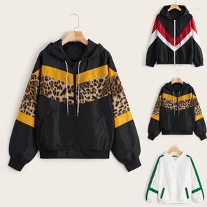 Women's Trench Coats Womens Long Sleeve Leopard Thin Skin Hooded Zip Stitching Outwear Multipurpose Coat Autumn And Winter Models