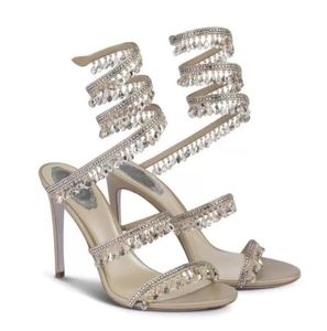 Sommar ädla sandaler läder kristall pärl ljuskrona formad elegant dam bröllopsklänning bankett höga klackar