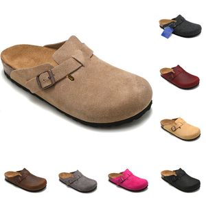 Boston Sandals Oiled Leather Bag Head Pull Cork Suede Designer Slides Autumn Winter Loafers Shoes Classic Tan Brown Black Fashion Luxurys
