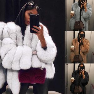 Women Faux Rabbit and raccoon Fur Coat new down woman Winter Thick Womens Overcoat Warm Plus Size Plush Furry Female Jacket Coat Outerwear 5XL 4xl ladies clothing