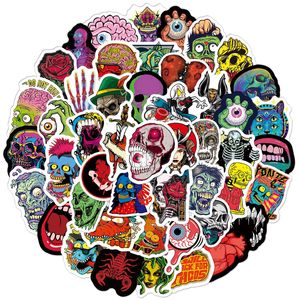 Skull Stickers Pack 100pcs Punk Stickers for Laptop Water Bottle Crazy Vinyl Horror Skeleton Decals Adults Teens Skateboard Computer Guitar Motorcycle Bike