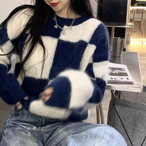 Kadın Sweaters Kaşmir Kazak Kadın Kış Yün Tiftik Velvet Polar Yumuşak Artı Beden Elastik Kalın Kalın Pullover Sıcak Gevşek Ekose