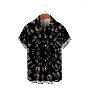 Men's Casual Shirts Japanese Style Men Black Street Wear Hawaiian Shirt Beach Summer Short Sleeve Harajuku Hip Hop Aloha Letter Print