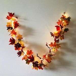 Dekorativa blommor Halloween LED -ljus Autumn Fall l￤mnar Garland h￤ngande v￤xtens heminredning f￶r semesterdekoration