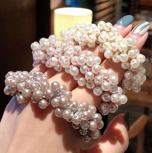 Woman Elegant Pearl Pony Tails Holder Hair Ties Beads Girls Scrunchies Rubber Bands Hairs Accessories Elastic Hair Band