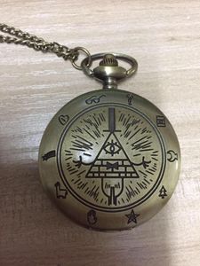 Pocket Watches Retro Bronze Freemason Triangle Pattern Quartz Watch Necklace For Women Men Chain Clock Pendant Gift Boys