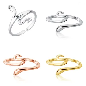 Cluster Ringe SOFTPIG Echt 925 Sterling Silber Schlange Verstellbarer Ring für Mode Frau Party Minimalist Tier Feinschmuck Punk Zubehör