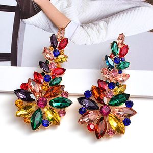 Brincos de cristal colorido de metal longos Brincos de moda de brejeira de breol de moda para mulheres para mulheres