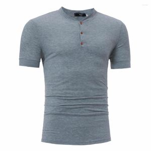 Men's T -skjortor Summer Men's Short - ärmskjorta tre spänne krage design avslappnad