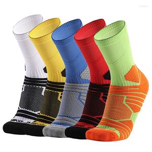 Sportsocken 8 Farben Radfahren Männer Frauen Professionelle gepolsterte atmungsaktive Outdoor-Basketball-Lauf-Mountainbike-Rennen